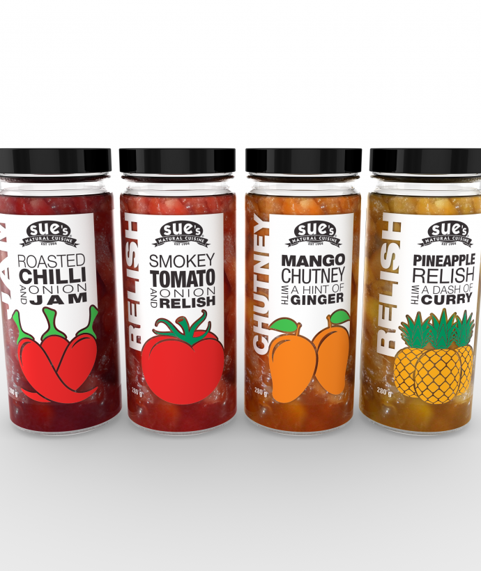 4 Jars for Sue's Natural Cuisine